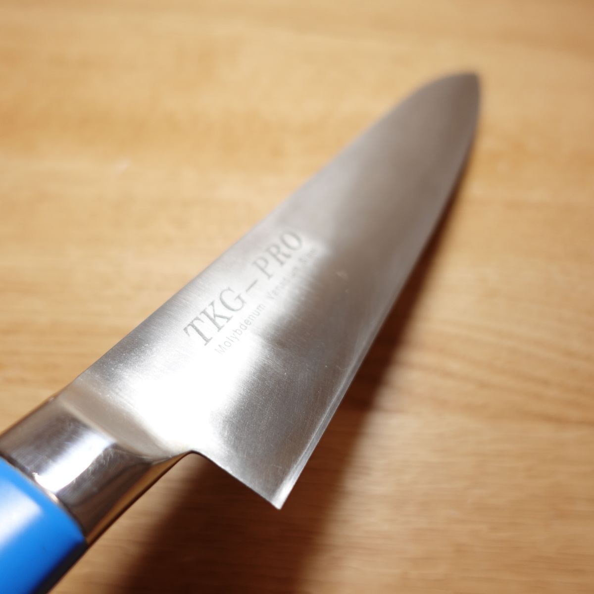 TKG-PRO Gyuto, Couteau aiguisé, tout usage, 8 Sun, Acier inoxydable, Eco-Clean antibactérien Couleur bleue, Molybdène Vanadium, Double tranchant, Endo Shoji