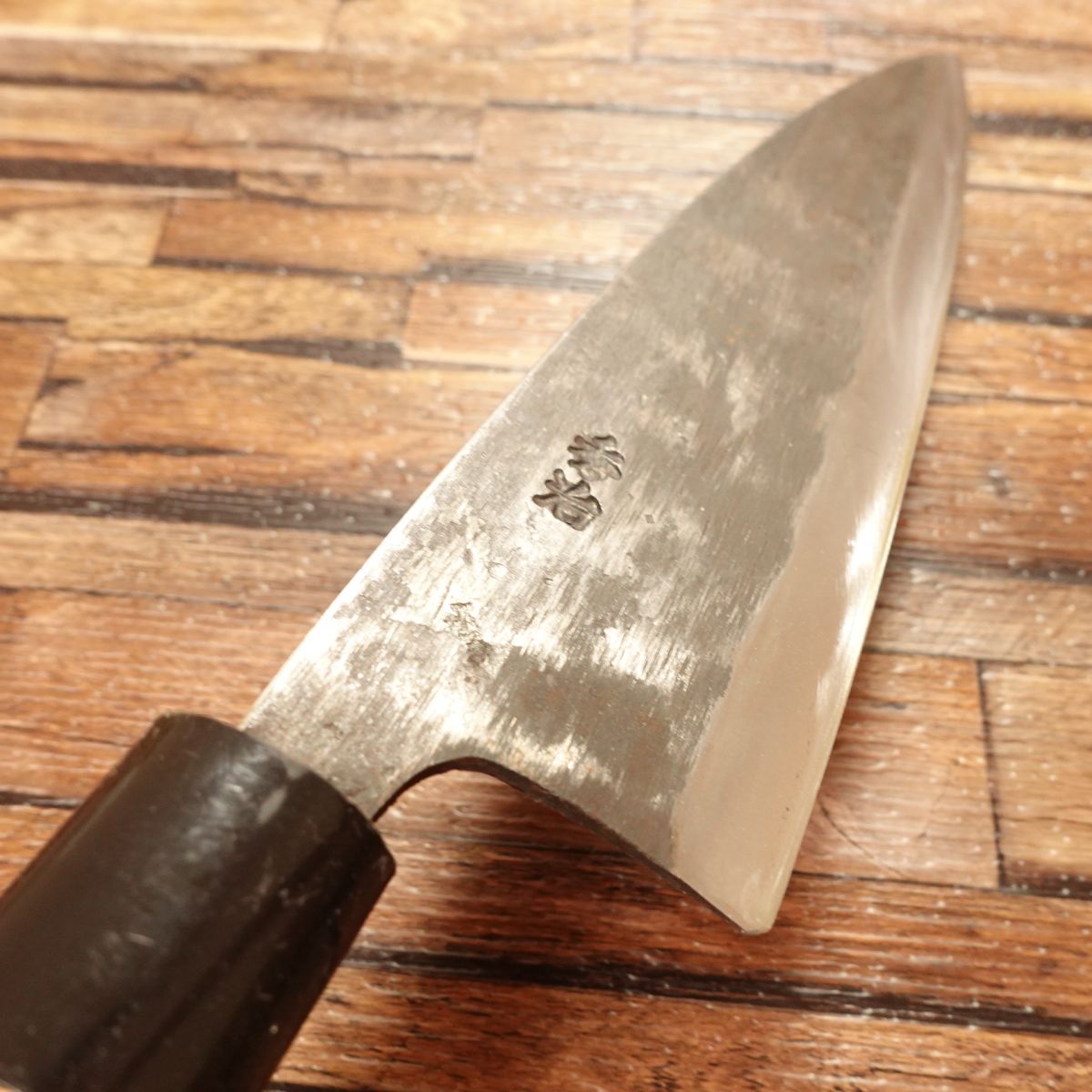 Hideharu Mioroshi Knife, Sharpened, Salmon Filleting Knife, Deba, Black-Forged Finish, Excellent Condition