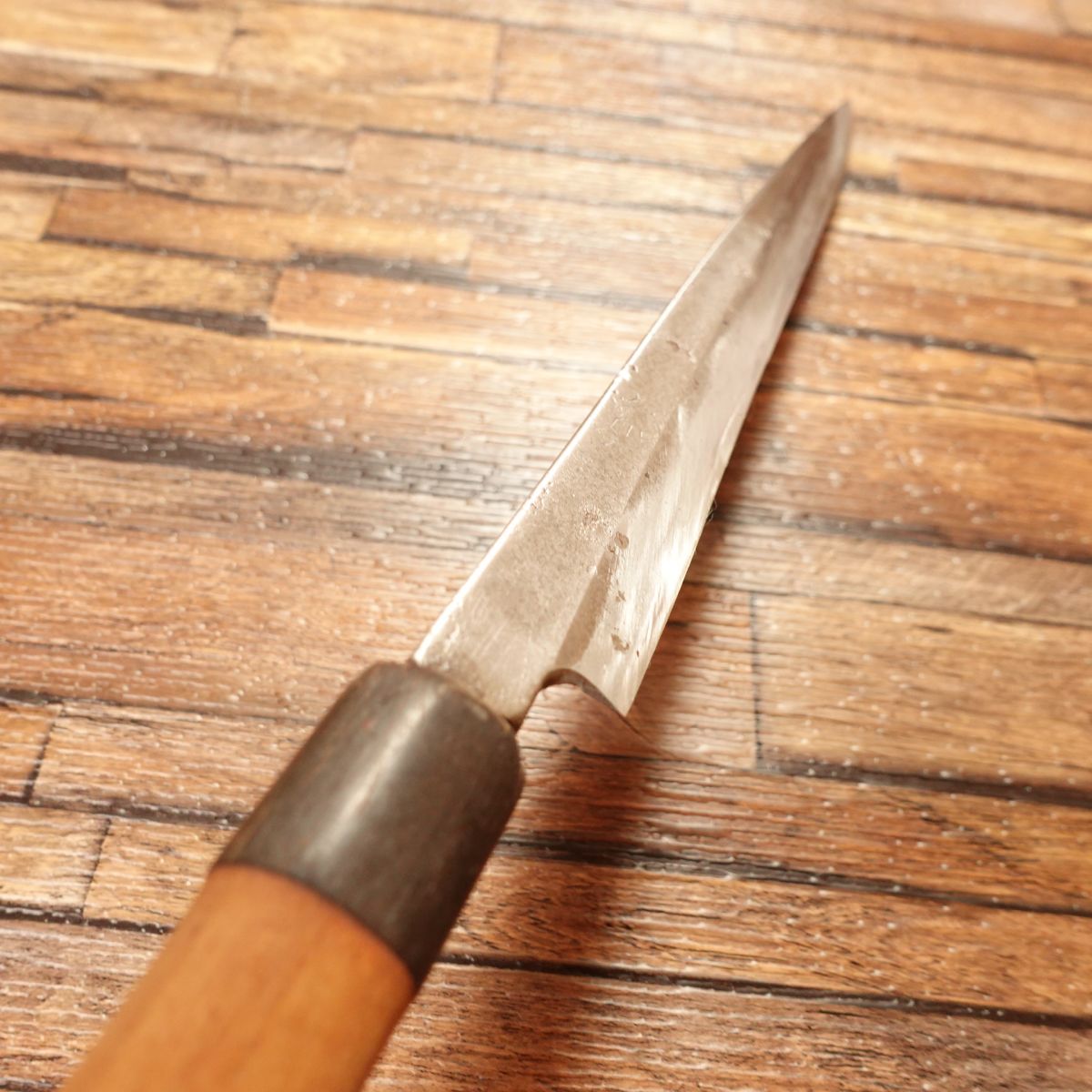 Masamoto? Yanagiba Knife, Sharpened, Water Buffalo Handle, Sashimi Knife, Faint and Hard-to-Read Engraving