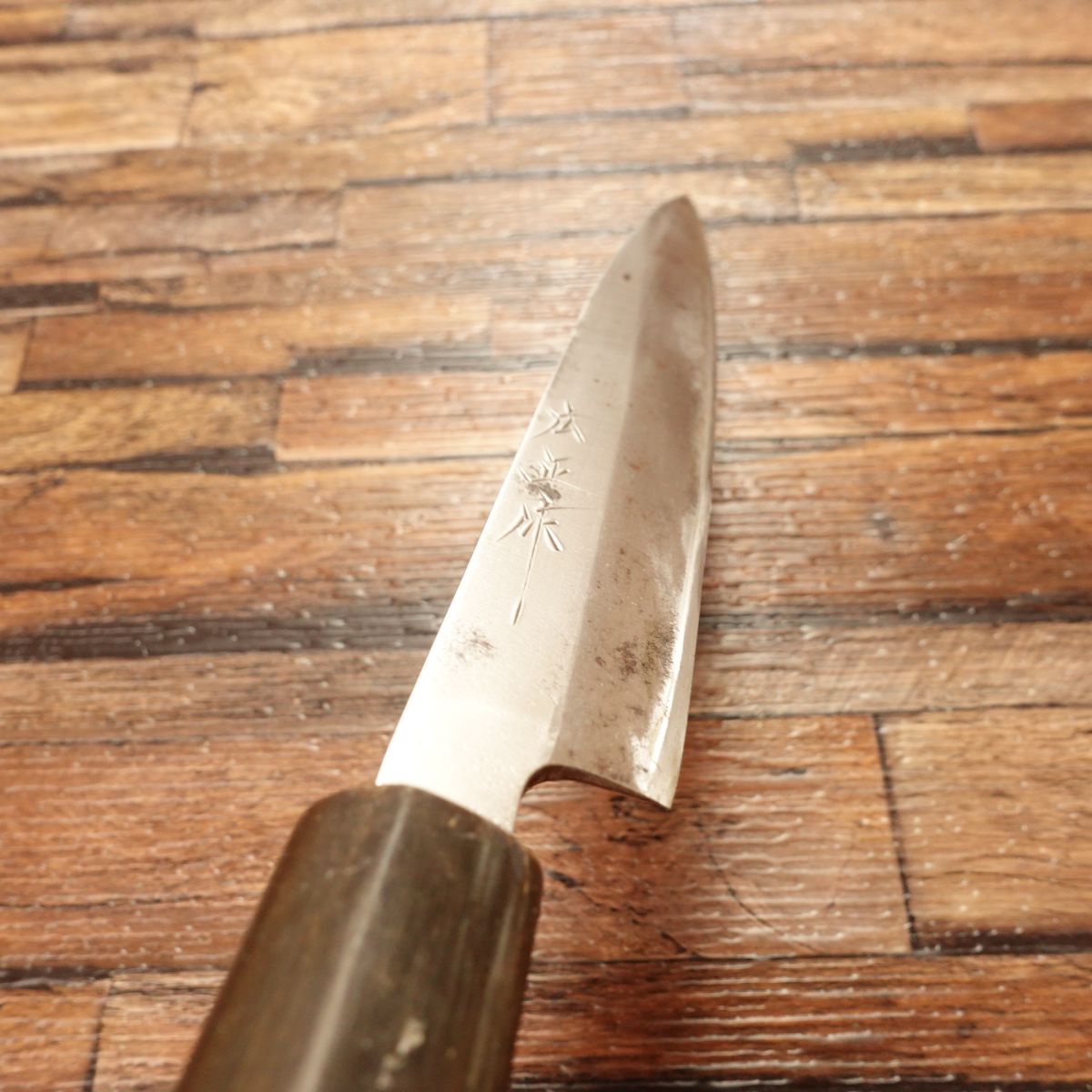 Hiromasa Yanagiba Knife, Sharpened, Mini Sashimi Knife, Japanese Petty Knife, Water Buffalo Handle, Handmade by Hiromasa, 180mm