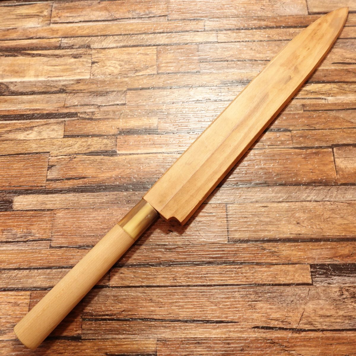 Yasuyuki Honyaki Yanagiba Knife, Sharpened, Sashimi Knife, Aogami Steel, Fugu-Slicing Knife, 300mm, With Wooden Sheath, Minimal Signs of Use