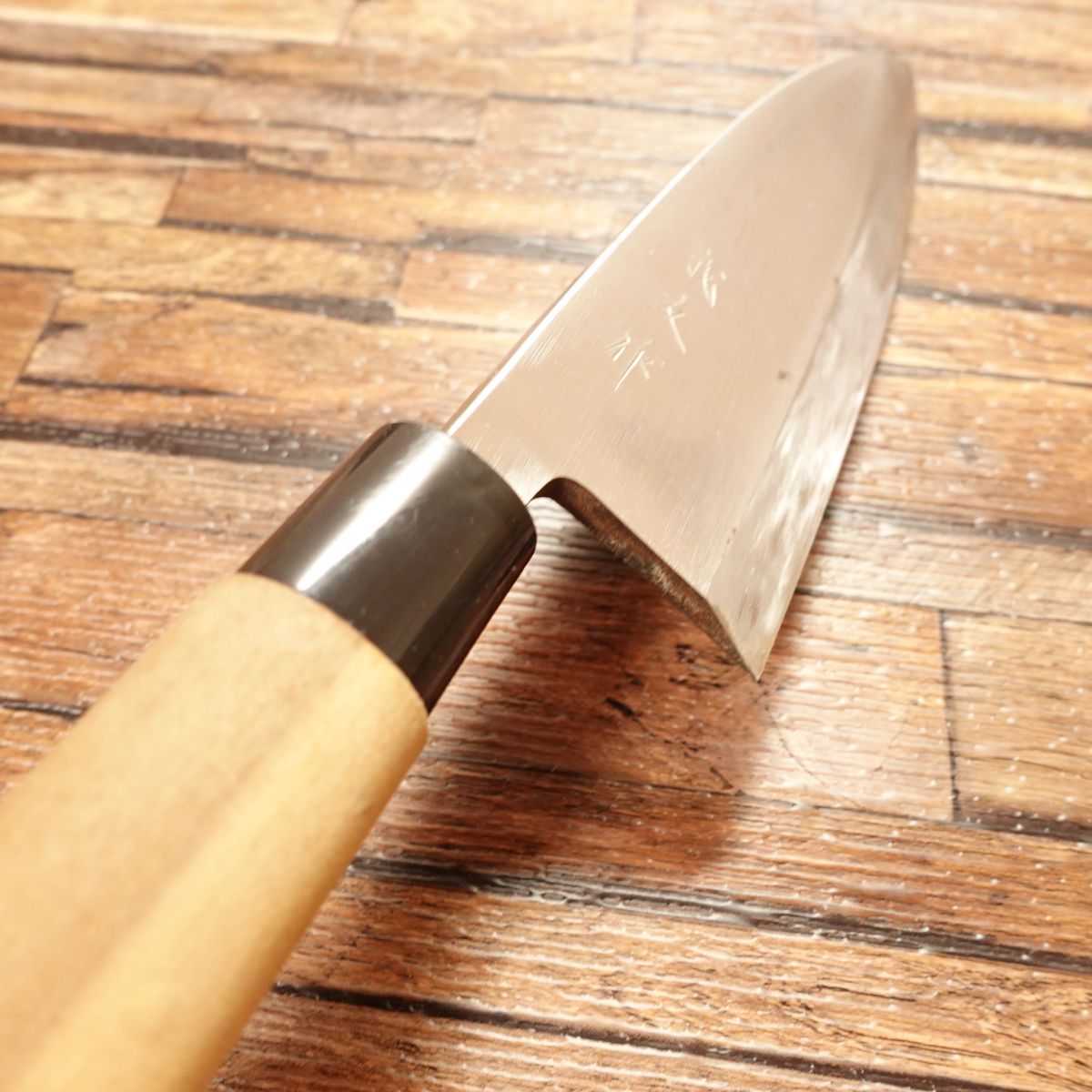 Yoshitomo Deba Knife, Sharpened, 180mm, Thick Blade, Minimal Signs of Use