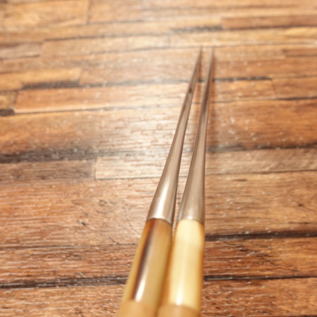 Serving Chopsticks, White Buffalo Handle, Magnolia Wood, Tempura Chopsticks