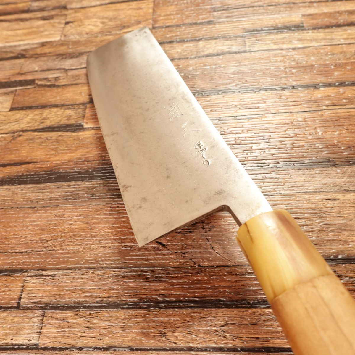 Dosan Nakiri Knife, Sharpened, White Buffalo Handle, Vegetable Knife, Thin Blade, Handcrafted