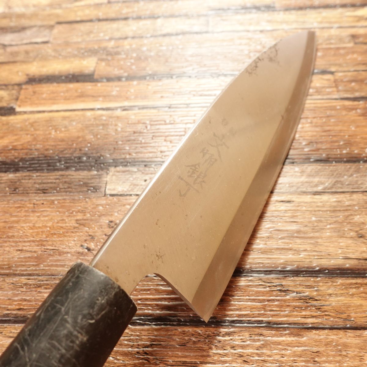Bunmei Gincho Deba Knife, Sharpened, Stainless Steel, Patina on Spine