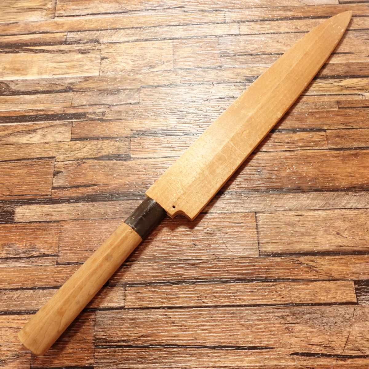 Sakai Toji Yanagiba Knife, Sharpened, Water Buffalo Handle, Iwakuni Make, Sashimi Knife, With Wooden Sheath, Minimal Signs of Use