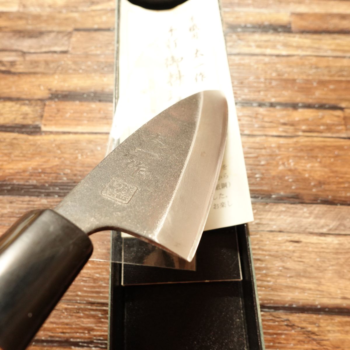 Taichi Aji Knife, Sharpened, Kuro-Uchi Small Deba, White Paper Steel, Aji Cutter, Nearly Unused, Boxed, 105mm