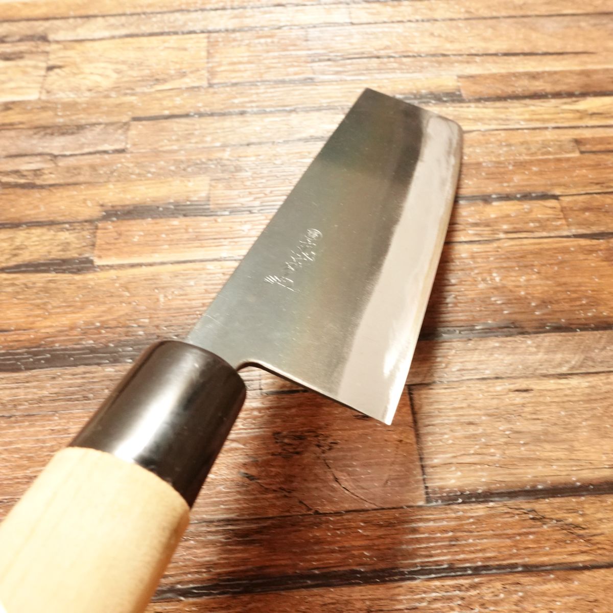 Tadafusa Nakiri Knife, Sharpened, Black-Forged, "Tora" Edition, Boxed, With Seal, Yasuki White Steel Cladding, Unused Stored Item, 160mm