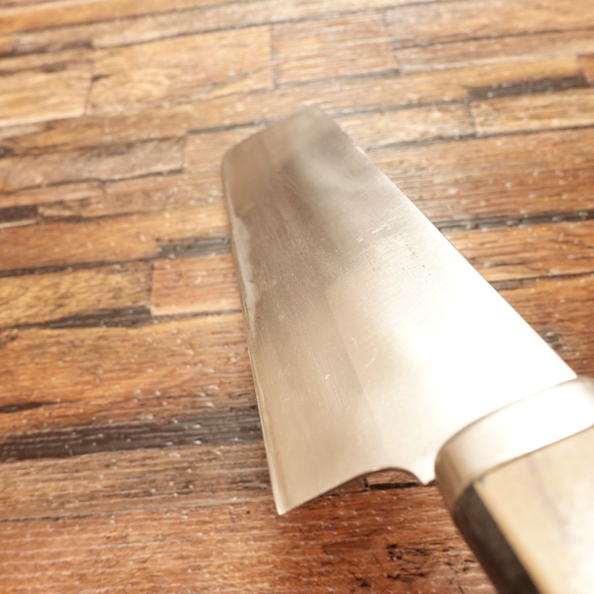 Unicorn Nakiri Knife, Sharpened, Double Bevel, Clad Steel, Handle Crack Present, 155mm