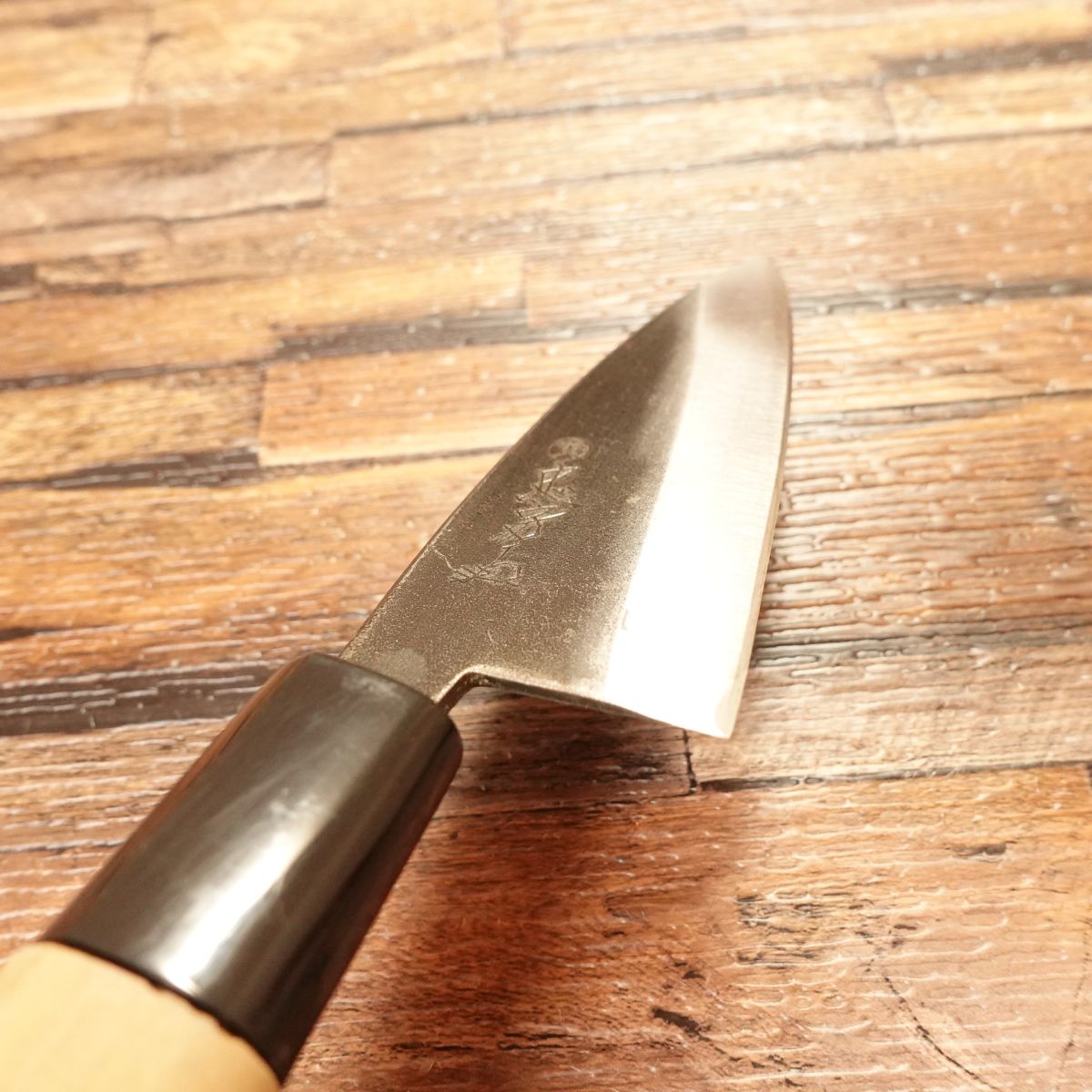 Tadafusa Aji-Kiri Knife, Sharpened, Black Finish, Small Deba, 105mm