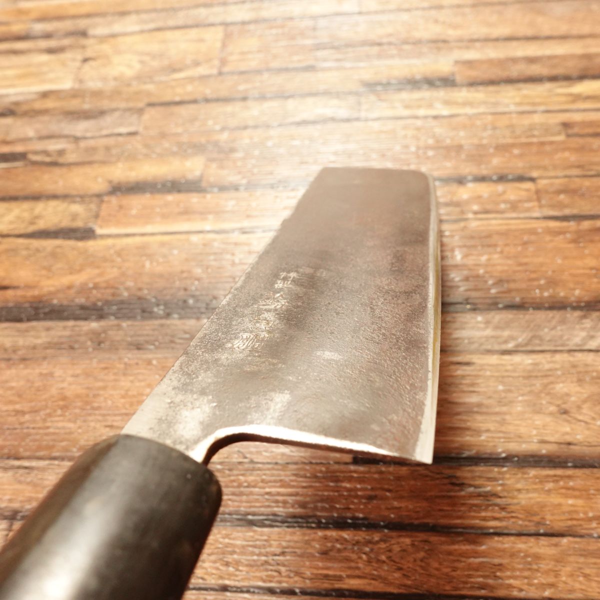 Hirotomo Nakiri Knife, Sharpened, Hagane Steel, Black-Forged with Patina Finish, 165mm