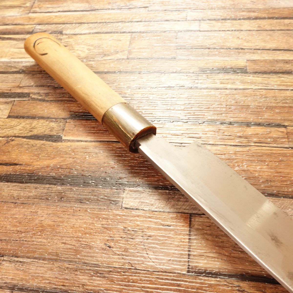 Izutsuki Kiya Kama-Usuba Knife, Sharpened, Buffalo Horn Handle, Single Bevel, Carefully Used, 225mm