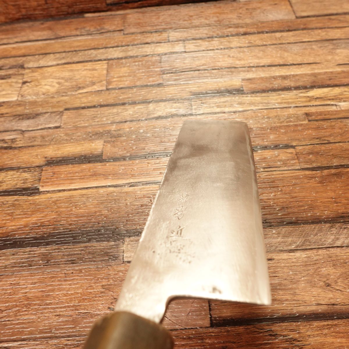 Fusachika Nakiri Knife, Sharpened, Water Buffalo Handle, Nashiji Finish, Double Bevel, Hagane, 165mm