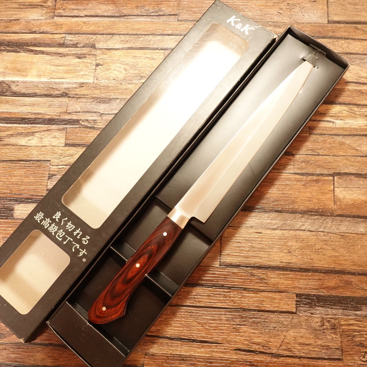 K&K Yanagiba Knife, Stainless Steel, Sashimi Knife, Unused, Boxed, 205mm