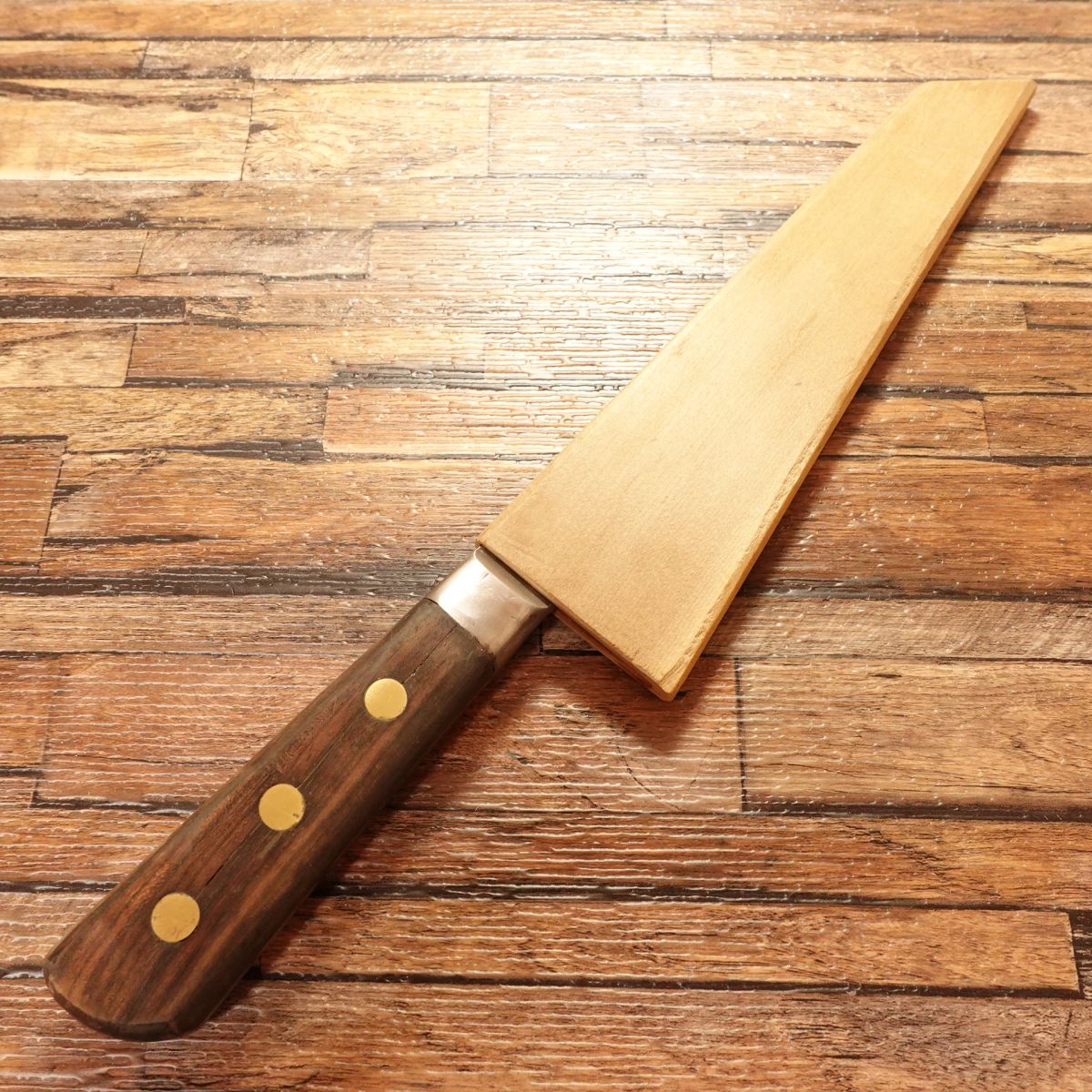 Misono Honesuki Knife, Sharpened, Misono Boning Knife, Swedish Steel, Some Hammer Marks on Spine, Wooden Saya, 180mm