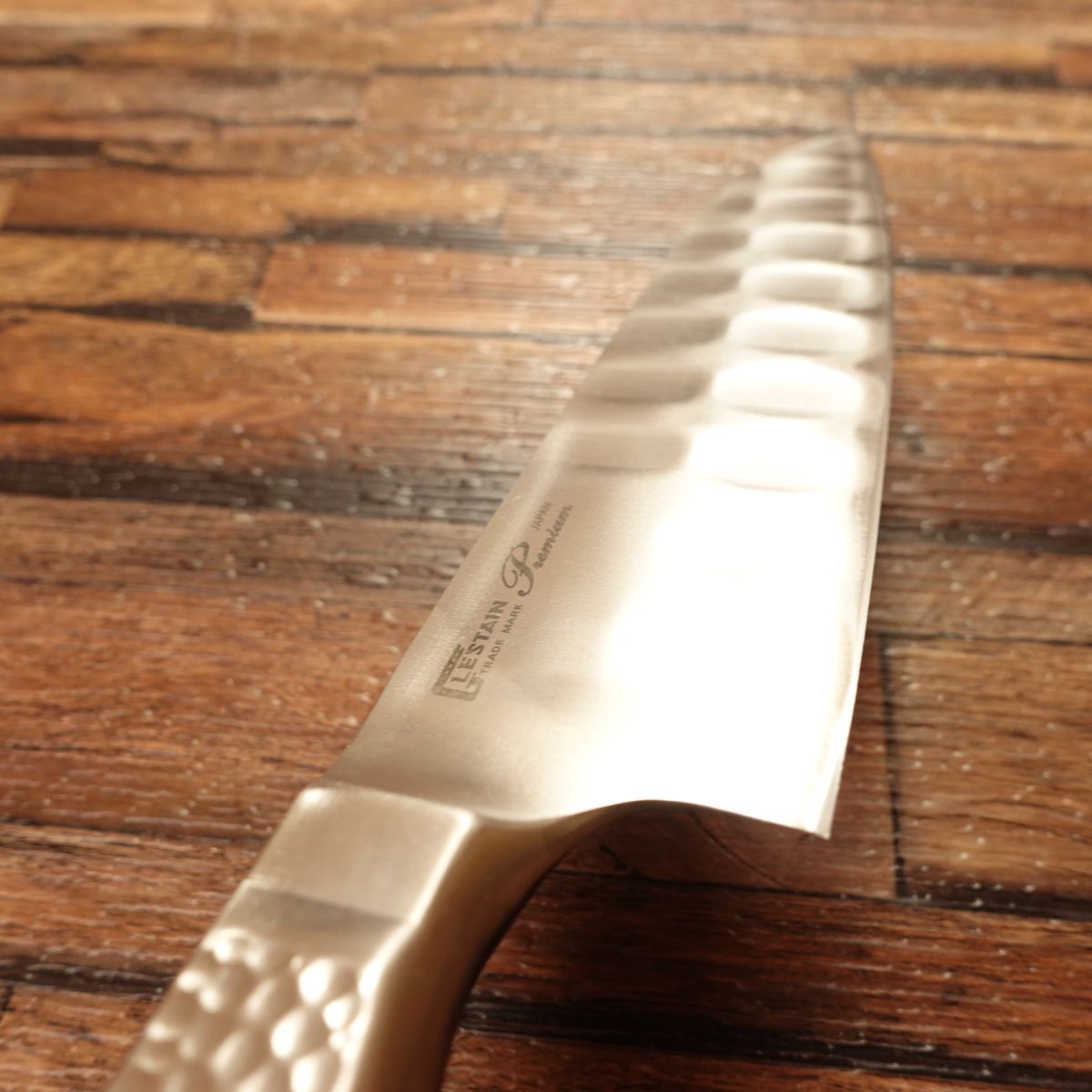 Glestain Premium Santoku Knife, Sharpened, All-Stainless, Dimpled, 165mm