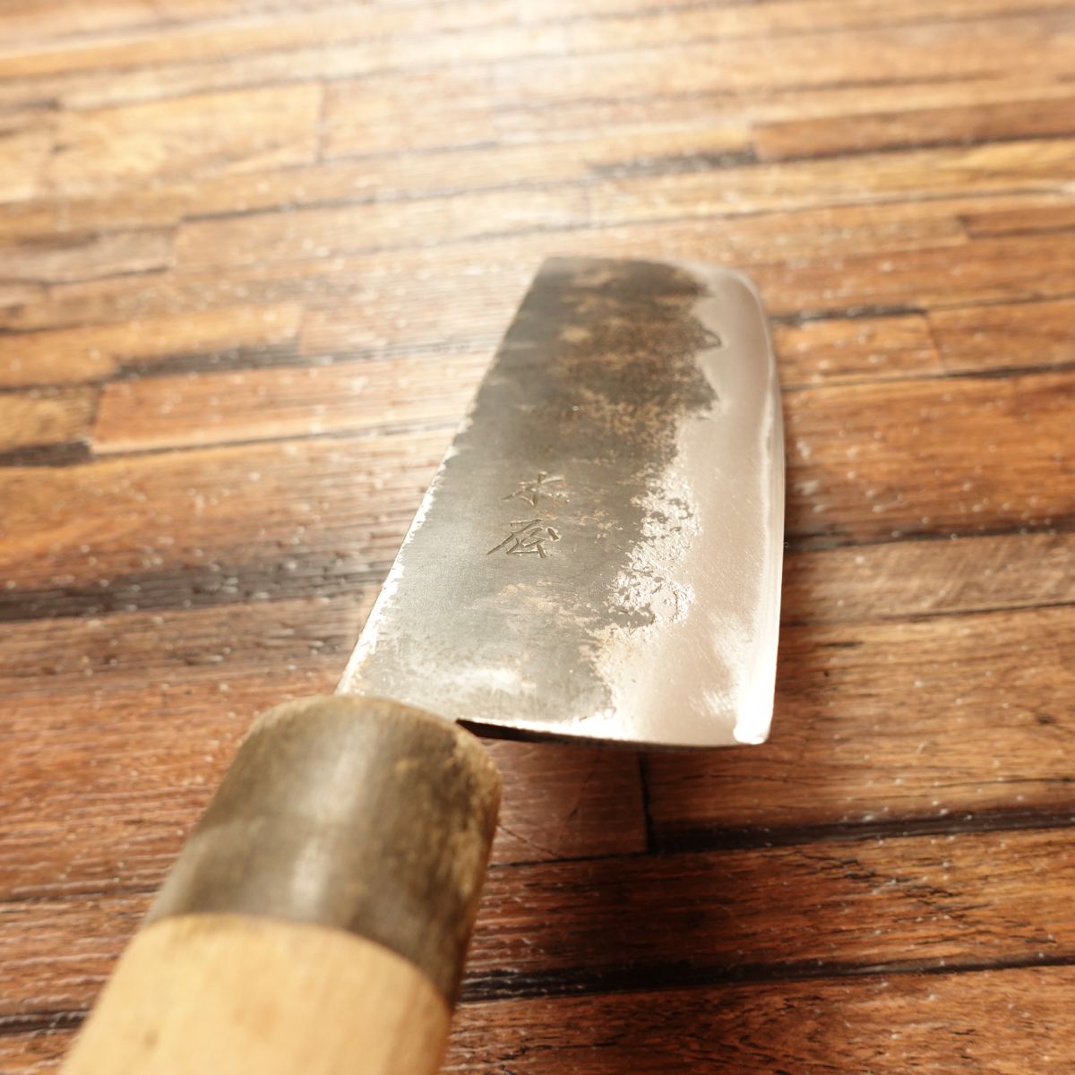 Kiya Nakiri Knife, Sharpened, Water Buffalo Handle, Kurouchi, Minimal Signs of Use, 145mm