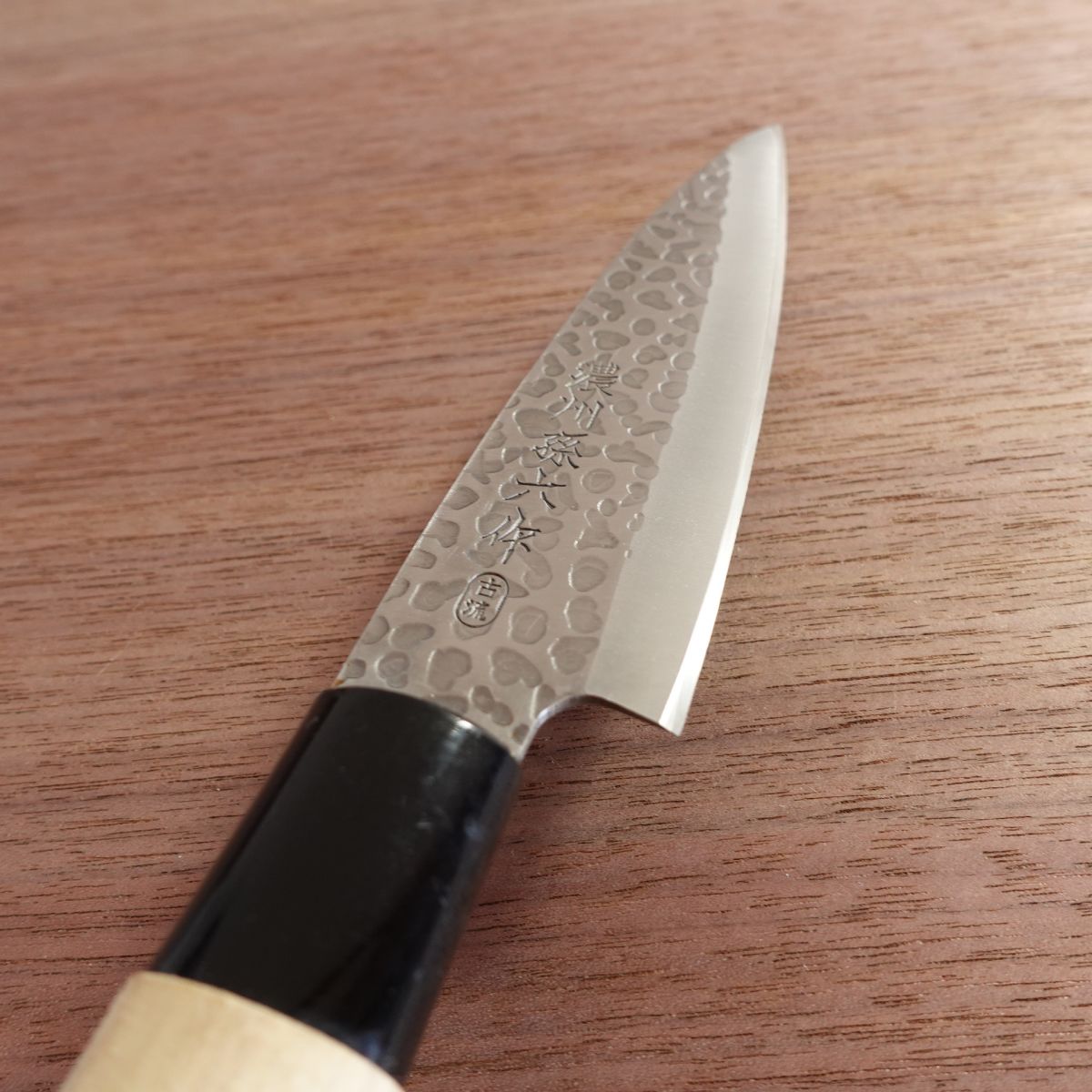Noshu Magoroku Petty Knife, Sharpened, Koryu, Tsuchime Hammered Pattern, Stainless Steel, 125mm