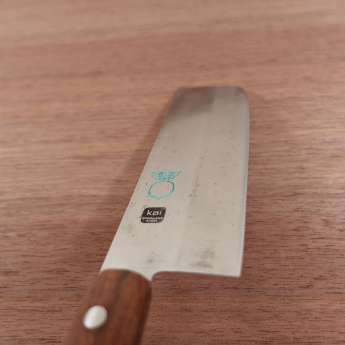 KAI Nakiri Knife, Sharpened, Stainless Steel, GINSO, Sticker Attached, 140mm