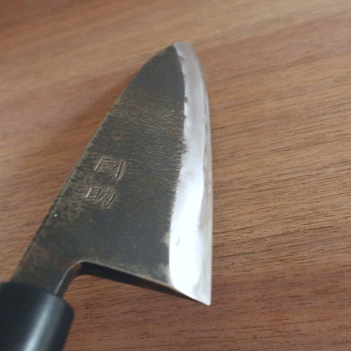 Kunisuke Deba Knife, Sharpened, Kurouchi Finish, 185mm