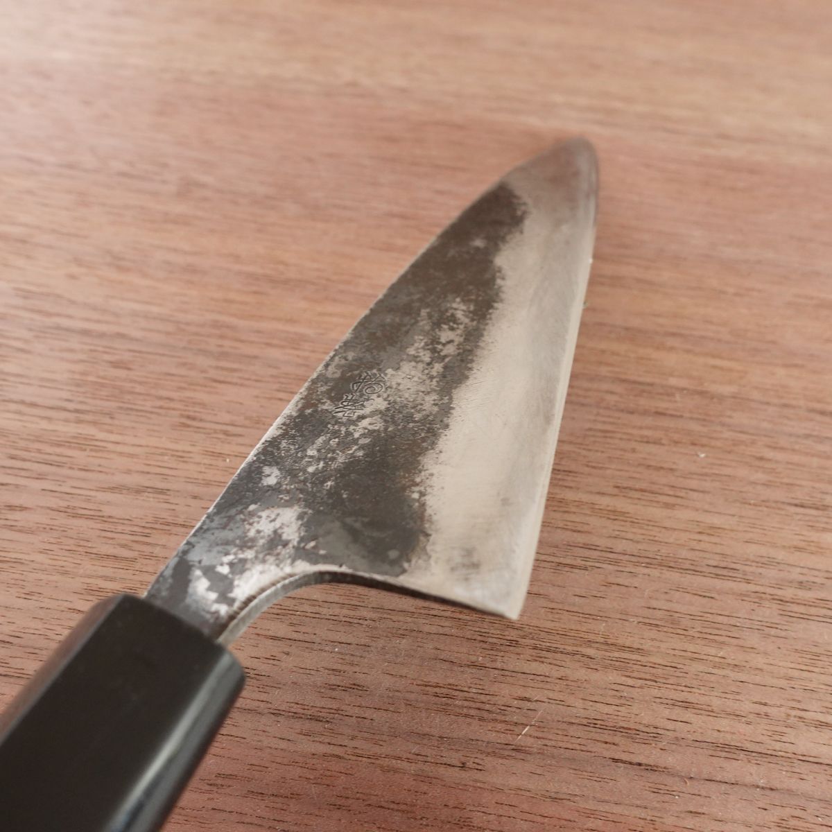 Special Wa-Santoku Knife, Sharpened, Kurouchi Finish, Hagane, Double-Edged, All-Purpose Knife, 150mm