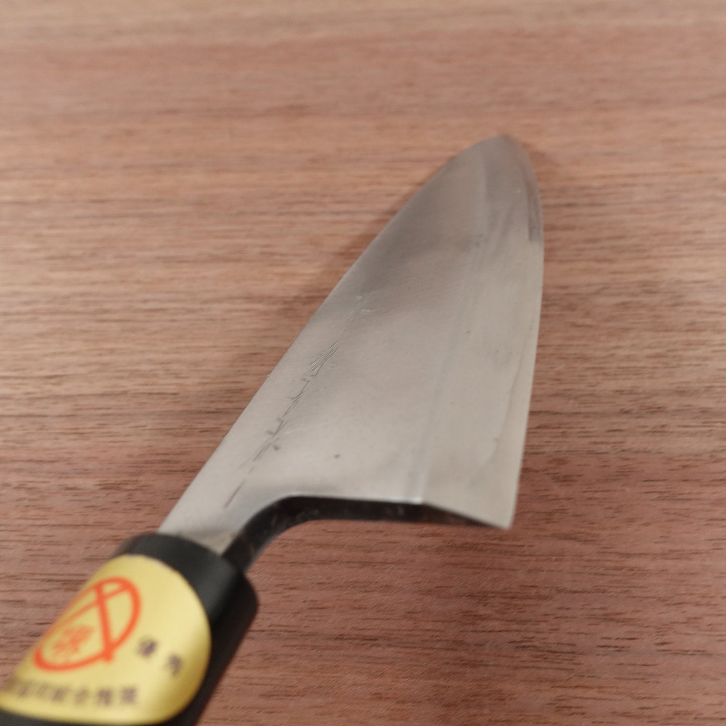 Sakai Genkichi Deba Knife, Sharpened, Negoro Lacquer Handle, Sakai Blade Sticker, Artisan Craft, Excellent Condition, 150mm