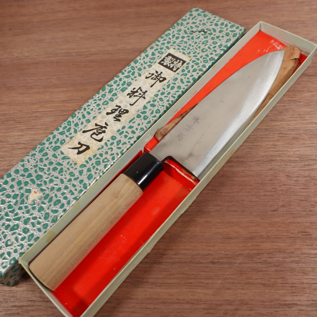Sakai Kanetaka Deba Knife, Sharpened, Carbon Steel, Single Bevel, Nearly Unused, Boxed, 185mm