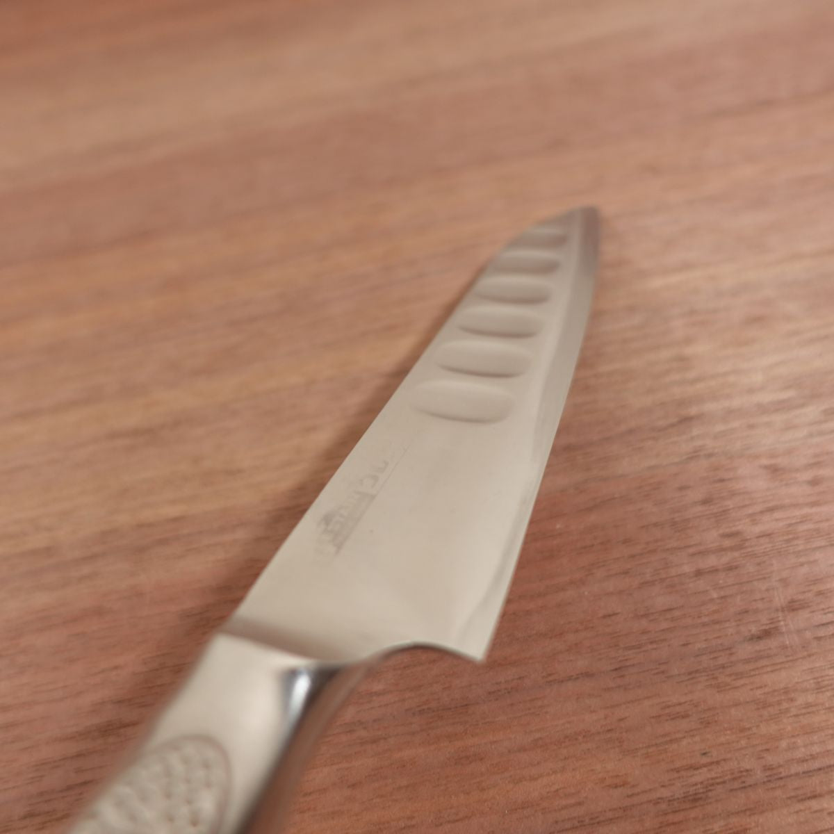 Glestain Small Santoku Knife, Sharpened, All-Purpose Knife, Granton Edge, Slightly Single Bevel, All Stainless Steel, 155mm