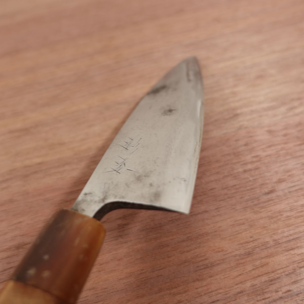 Sugimoto Ko-Deba Knife, Sharpened, Water Buffalo Handle, Aji-Kiri Knife, Tokyo Sugimoto, 135mm