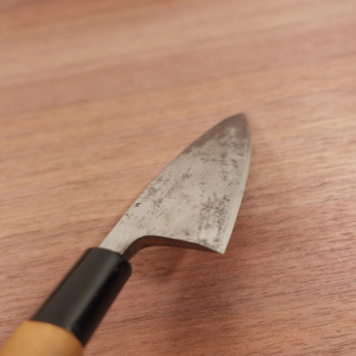Minamoto Masanao Aji-Kiri Knife, Sharpened, Ko-Deba Knife, Carbon Steel, Stored Item, Sticker Included, 125mm