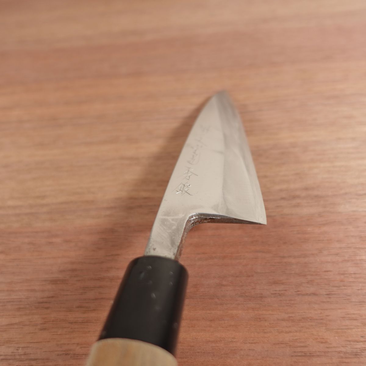 Sakai Ichimonji Mitsuhide Deba Knife, Sharpened, Carbon Steel, Single Bevel, Straight Edge, 125mm