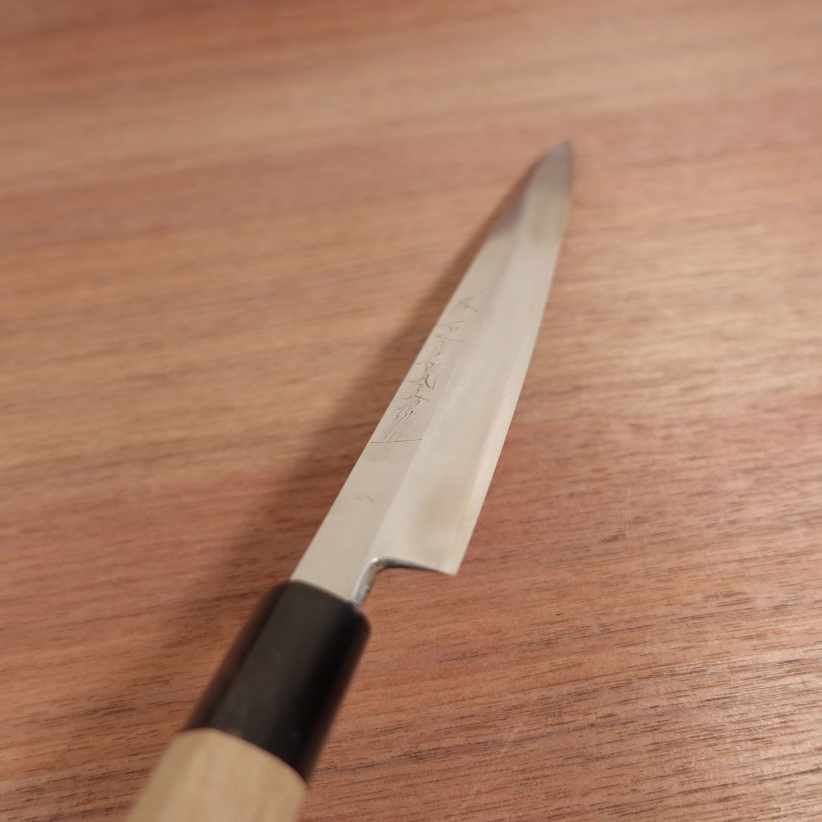 Sakai Ichimonji Mitsuhide Yanagiba, Sharpened, Hakugin, Stainless Steel, Water Buffalo Handle, Gin-san Steel, Sashimi Knife, 235mm