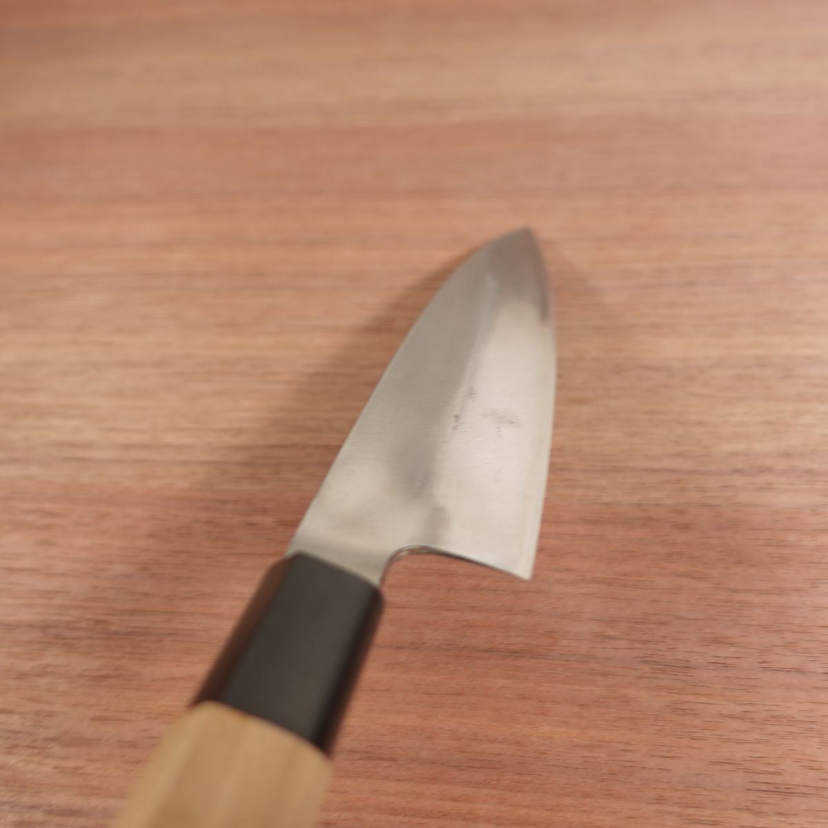 Unmarked Wa-Santoku Knife, Sharpened, Single Bevel, All-Purpose Knife, Thin Aideba Profile, Carbon Steel, 160mm