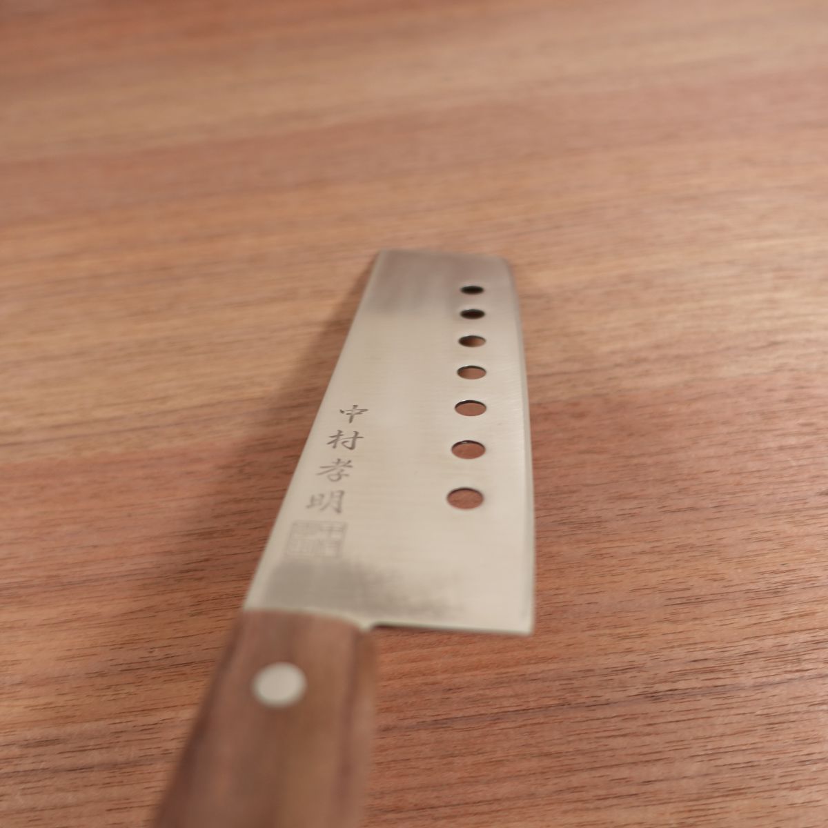 Nakamura Komei Nakiri Knife, Sharpened, Pierced Vegetable Knife, Stainless Steel, 160mm