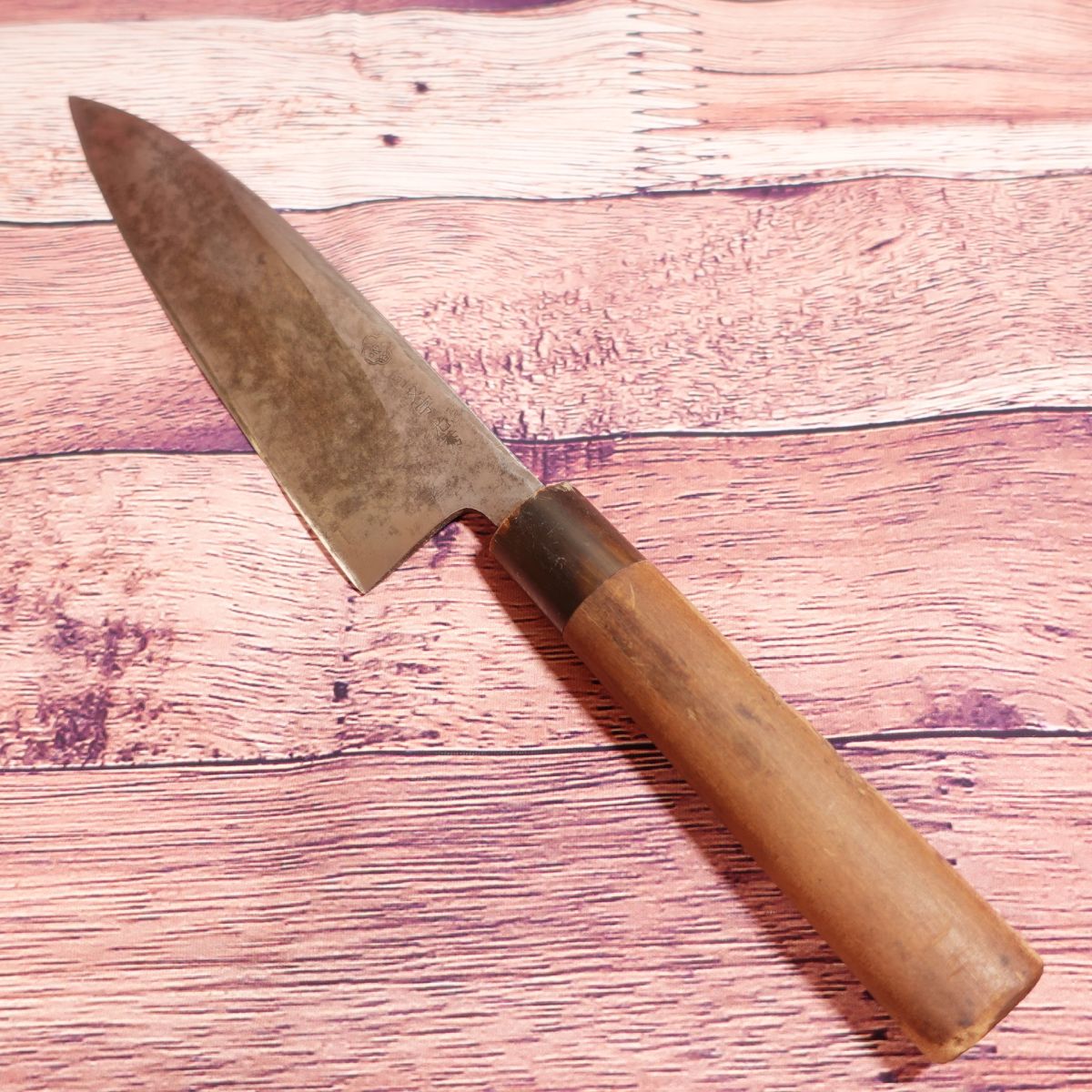 Sakai Ichimonji Mitsuhide Ai-Deba Knife, Sharpened, Water Buffalo Horn Handle, Single-edged, Filleting Knife, Japanese style Chef’s Knife, Steel