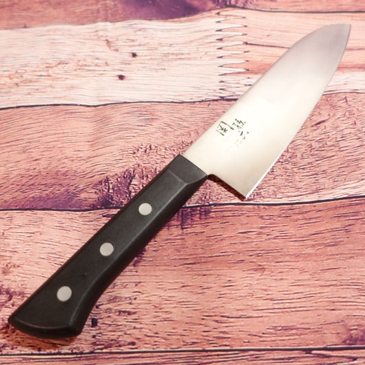 Couteau Santoku Seki-Magoroku Wakatake, aiguisé, couteau tout usage, acier inoxydable, double tranchant, KAI