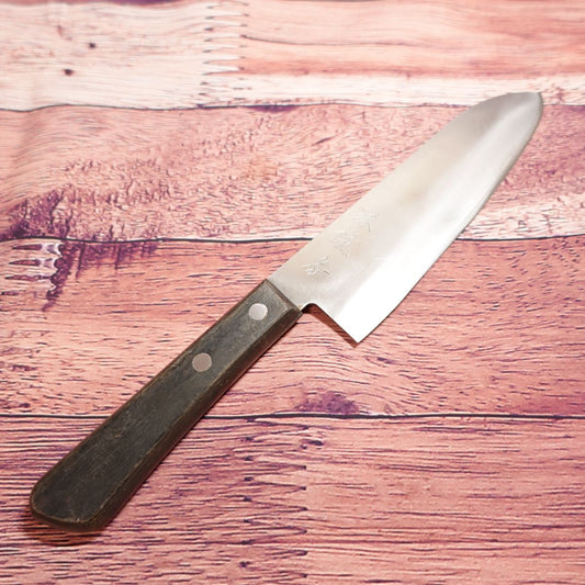 Couteau Santoku Sakai Kanefusa, aiguisé, couteau tout usage, Hon-Warikomi, 3 couches, double tranchant