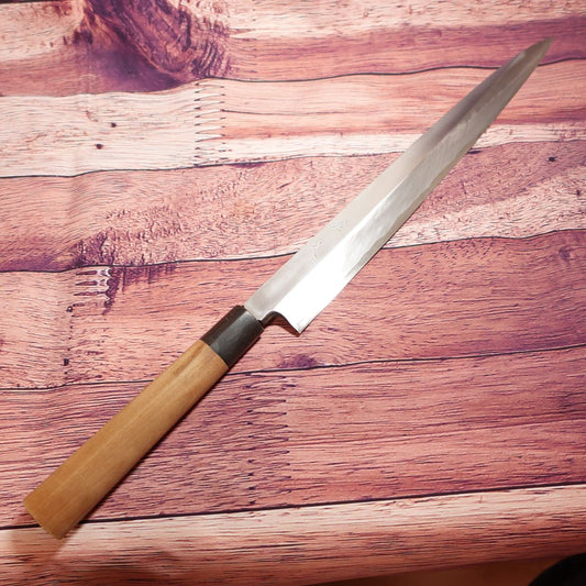 Sabun Yanagiba Knife, Sharpened, Sashimi Knife, Water Buffalo Horn Handle, Single-edged, Steel, Nearly Unused, Yanagi