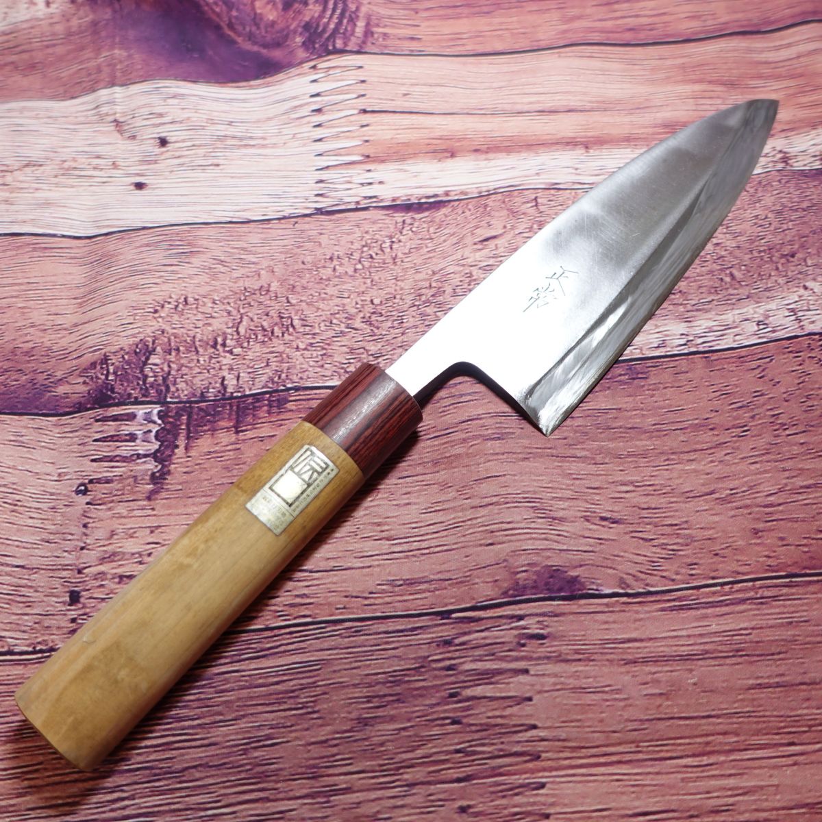 Masatsune Deba Knife, Sharpened, Red-brown Handle, With Ferrule, With Echizen Uchihamono Sticker, Single-edged, Steel