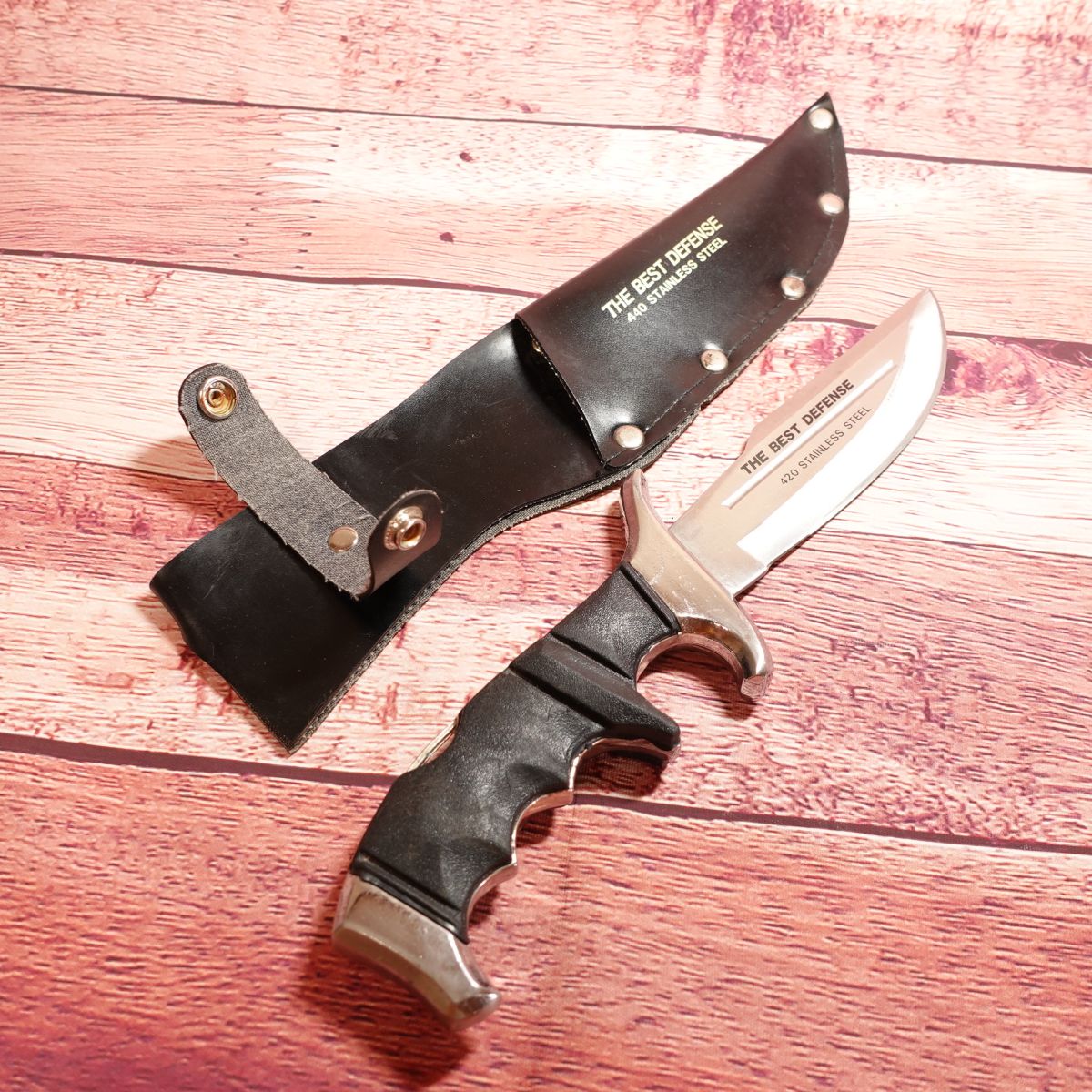 The Best Defense Sheath Knife, Sharpened, Hunting Knife, Stainless Steel 420, Camping, Outdoor, Sheath Included