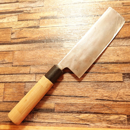 Hana Satsuki Nakiri Knife, Sharpened, Hon-Warikomi, 3-layered, Double-edged, Japanese Knife, Thin Blade, Vegetable Knife