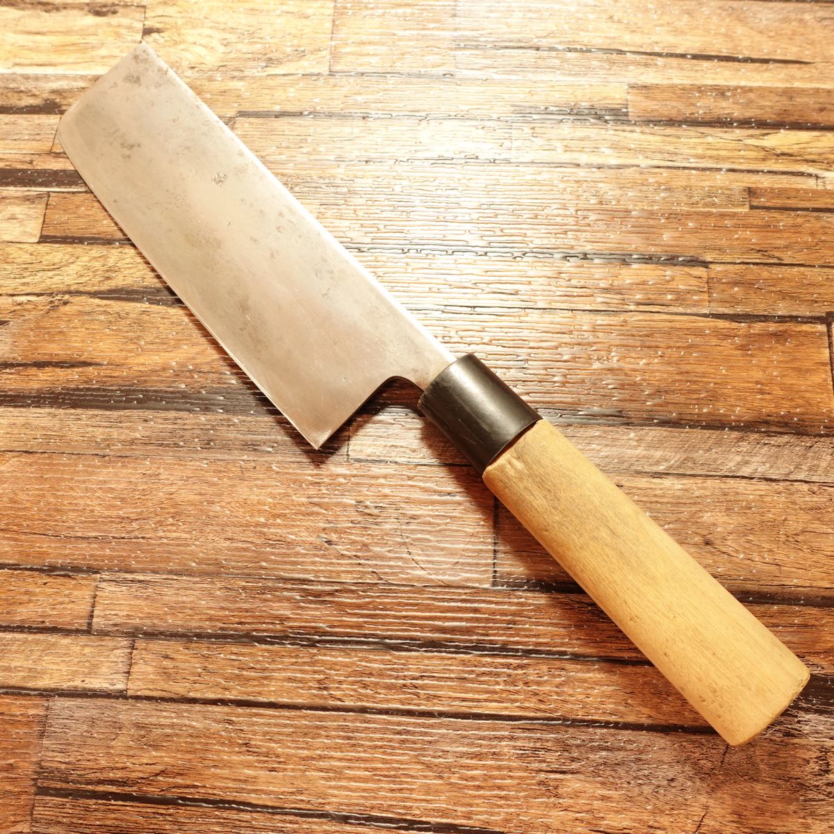 Hana Satsuki Nakiri Knife, Sharpened, Hon-Warikomi, 3-layered, Double-edged, Japanese Knife, Thin Blade, Vegetable Knife