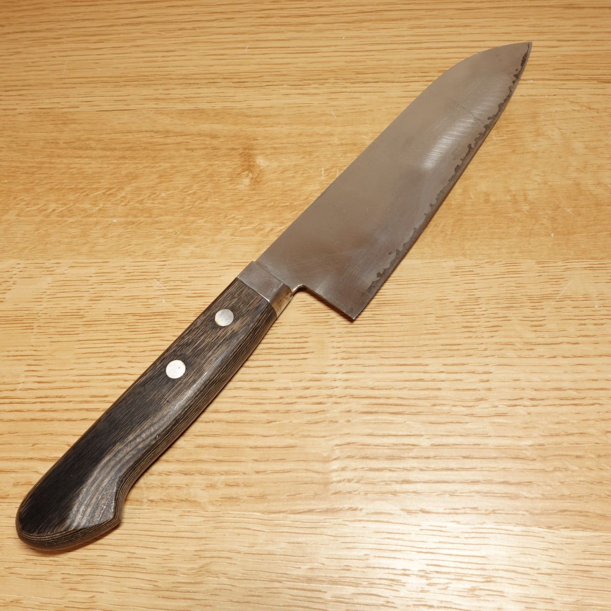 Couteau Santoku Takahisa, aiguisé, couteau tout usage, Gyuto, Hon-Warikomi, couteau occidental, à double tranchant