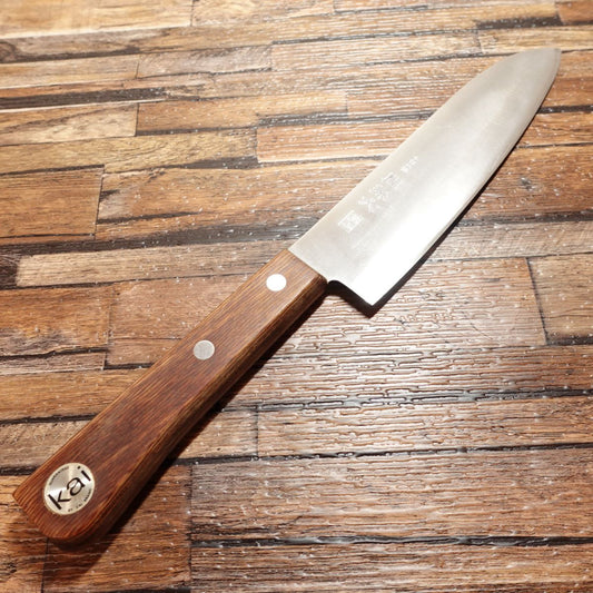 Seki-Magoroku Momoyama Santoku Knife, Sharpened, All-purpose Knife, Hon-Warikomi, 3-layered Knife, KAI