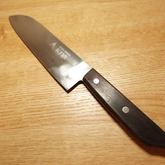 Couteau Santoku Nihonbashi Kiya, aiguisé, Edelweiss, tout usage, Phoenix, double tranchant