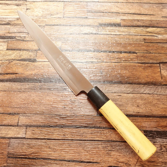 Nakamura Komei Yanagiba Messer, geschärft, Sashimimesser, Edelstahl, zweischneidig, dünn