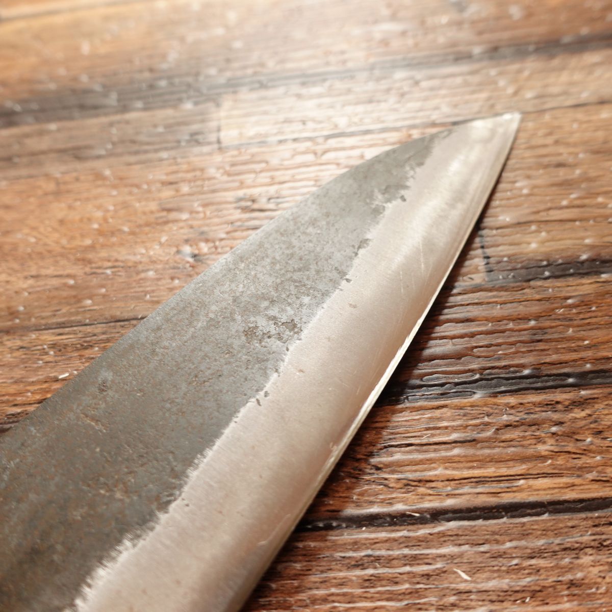 Sanmaiuchi, 3-layerd Santoku Knife, Sharpened, All-purpose Knife, Black Forged, Steel, Nearly Unused, With Box