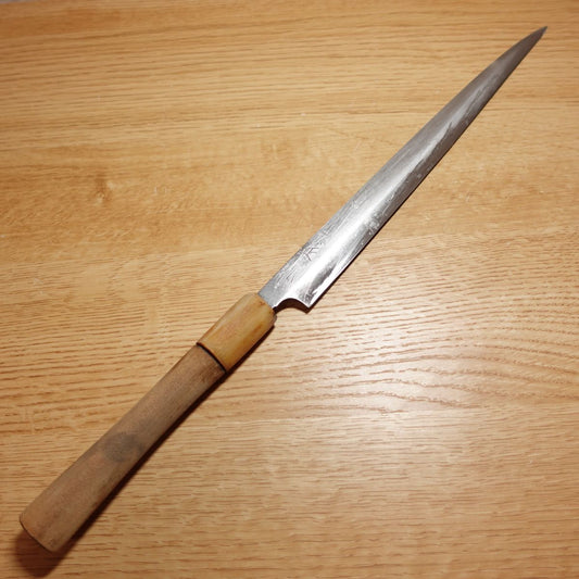 Masamoto Yanagiba Messer, geschärft, Sashimi-Messer, 9 Sun, Griff aus Wasserbüffelhorn, Hideyoshi, einschneidig