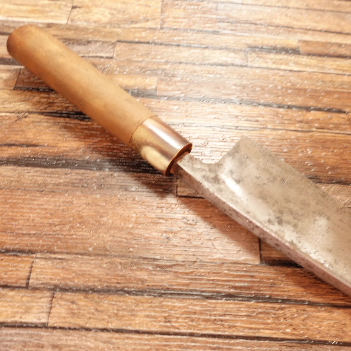 Sakai Norikiyo Deba Knife, Sharpened, Water Buffalo Horn Handle, Betsuuchi, With Rust and Dimples