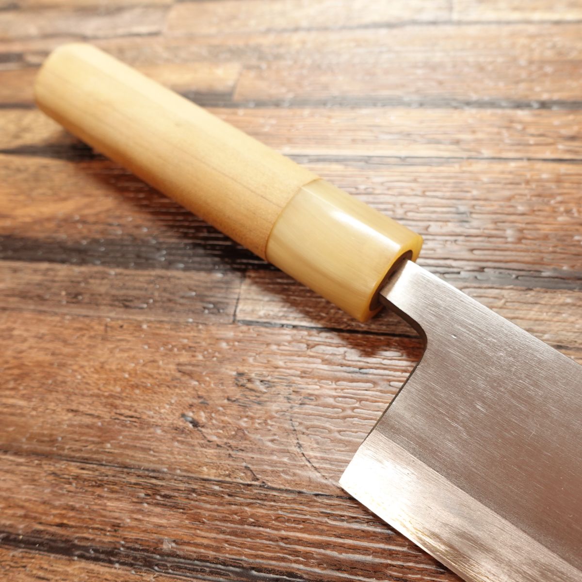 Tsukiji Masamoto Deba Knife, Sharpened, White Water Buffalo Horn Handle, With Wooden Sheath, Steel